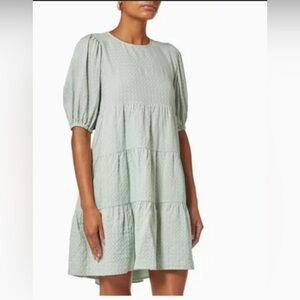 MINKPINK | Agove mini dress mint green tiered puff sleeves girly feminine S NWT